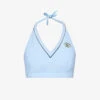 Lacoste X Sporty & Rich Halterneck Stretch-woven Top -Closet By She R04205196 PANORAMAMARINE M