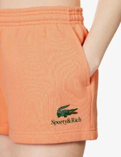 Lacoste X Sporty & Rich Disco Brand-print Cotton-jersey Shorts -Closet By She R04205207 RECIFAL ALT04